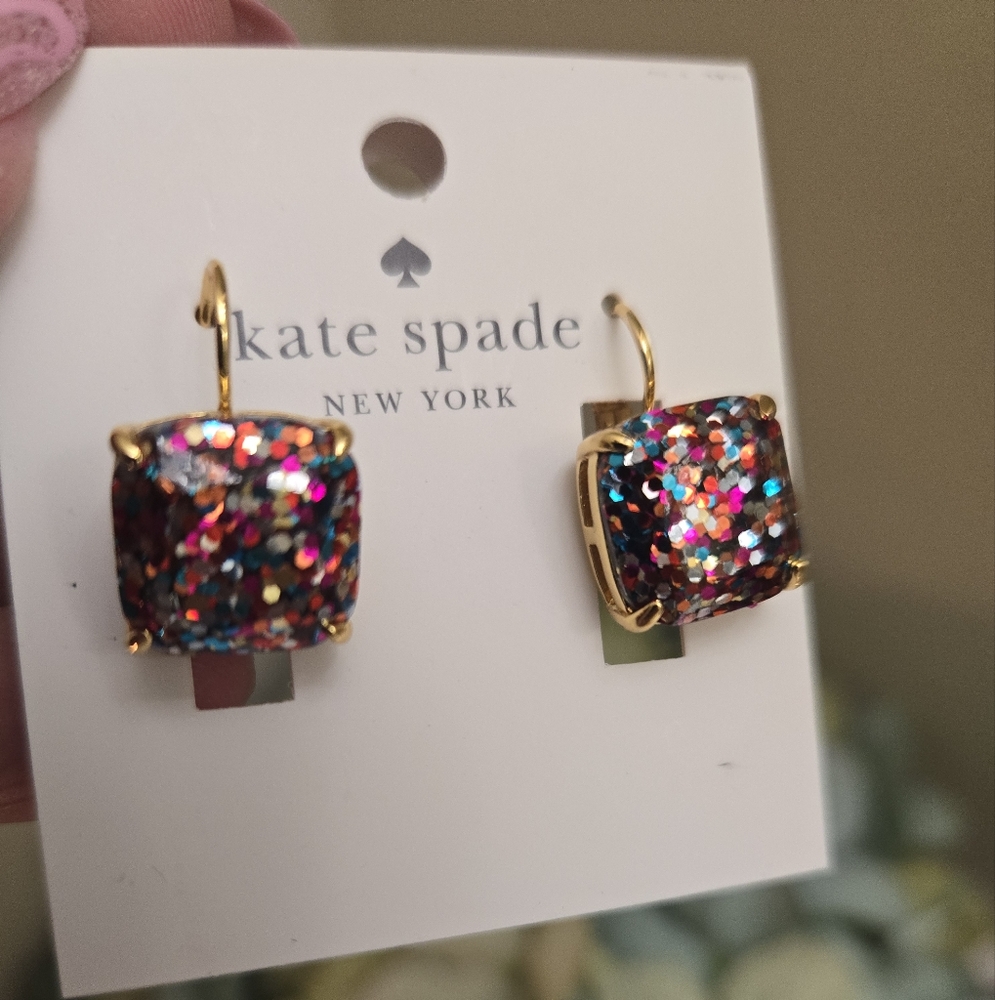 NEW Kate Spade Multicolor Glitter Dangle Earrings - Picture 2 of 3